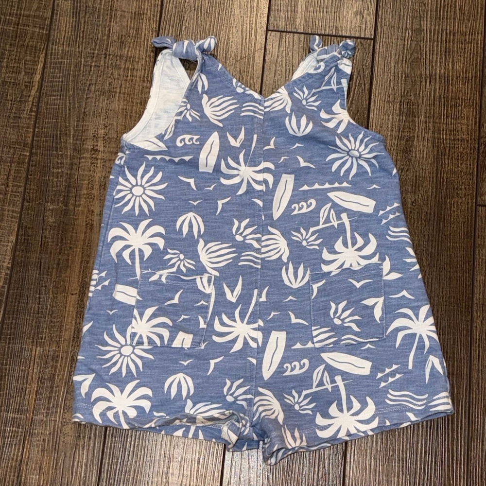 Grayson Mini Toddler Girls Blue Tropical Palm Tree Surfboard Romper 5T